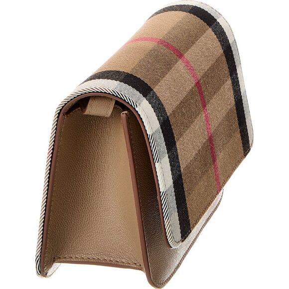 Burberry Check Canvas & Leather Shoulder Bag, Brown - Picture 3 of 4